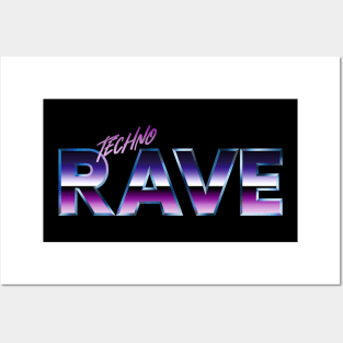 Techno Rave Retro 80s Style Design Posters and Art